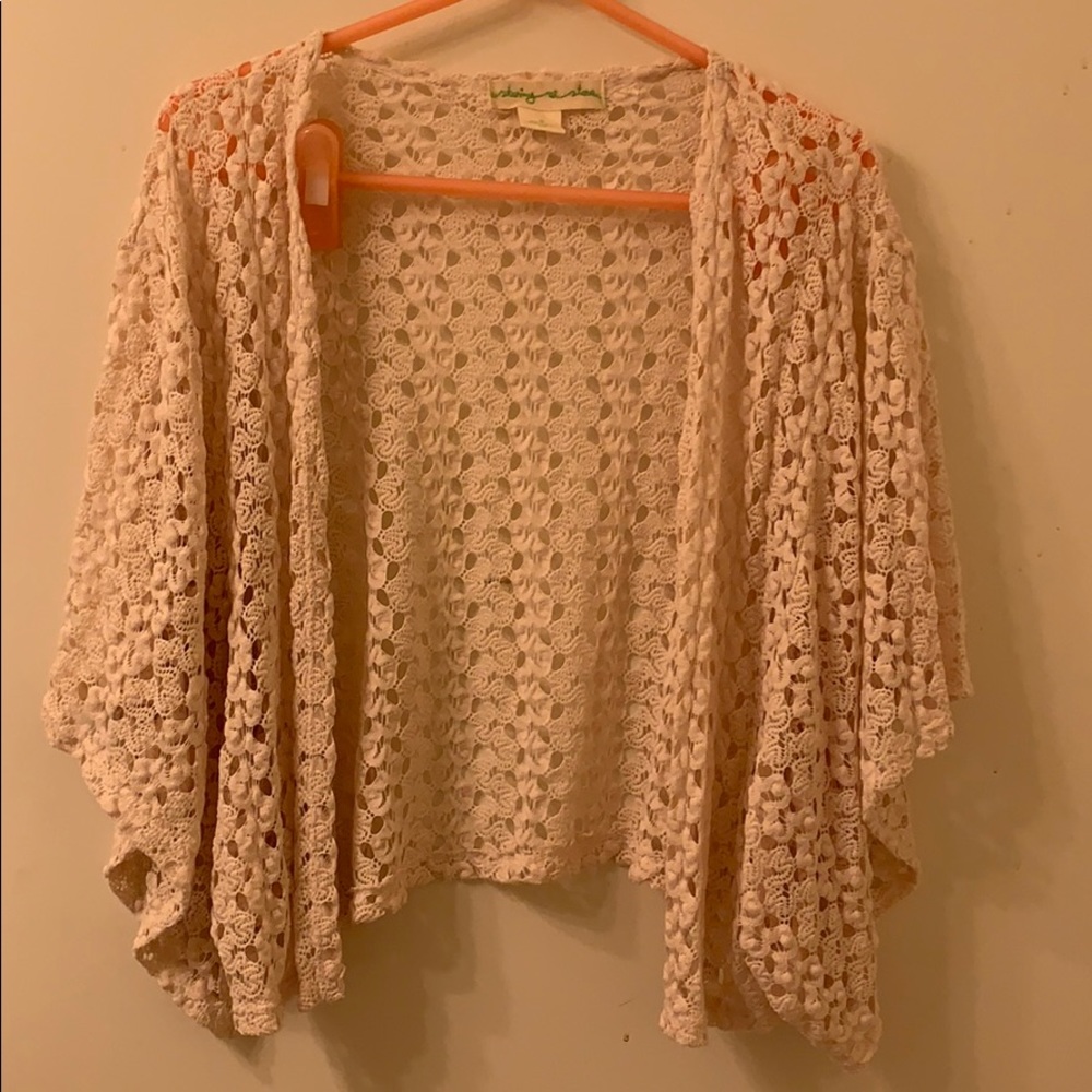 Cropped lace cardigan